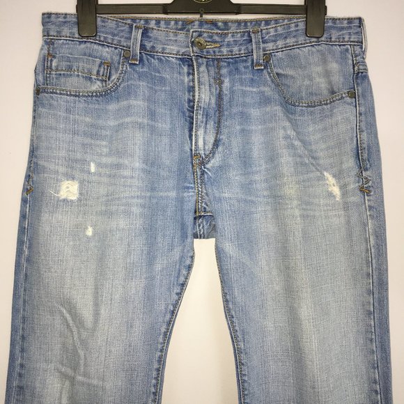 SilverTab Mens 34x30 Distressed Embroidered Flap Pocket Light Wash Straight Jean - Picture 6 of 12